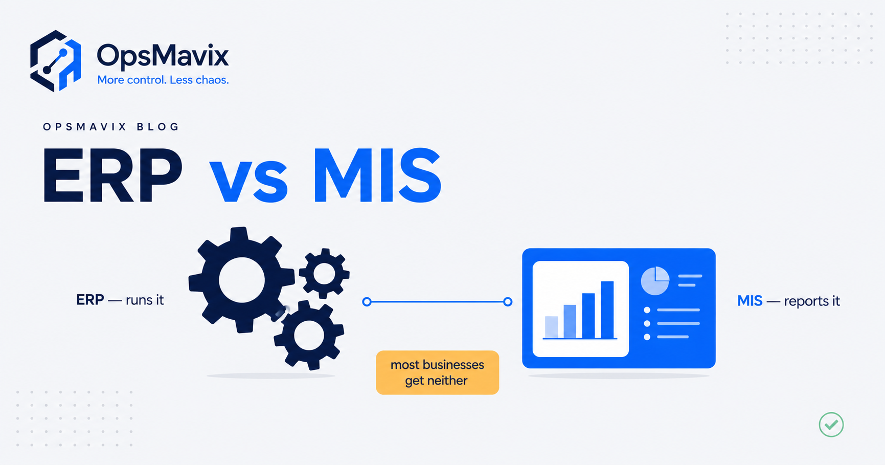 A split diagram — on one side transactions being recorded (orders, stock moves, invoices), on the other the same data rolled up into dashboards and management reports