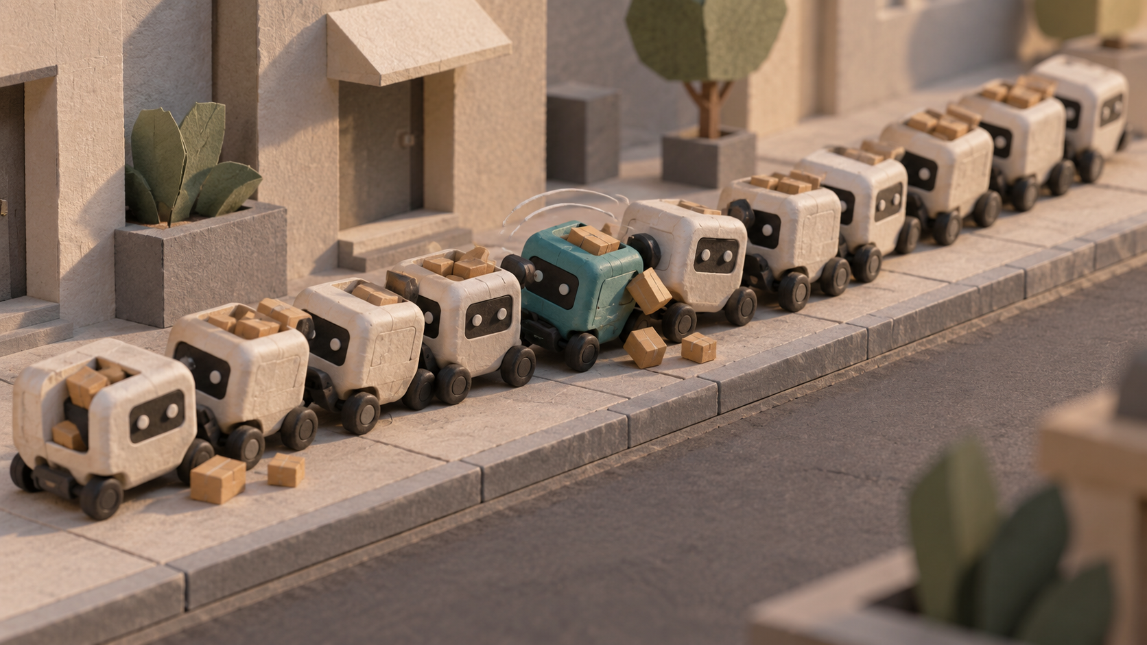When Delivery Robots Get Stuck in Their Own Traffic Jam